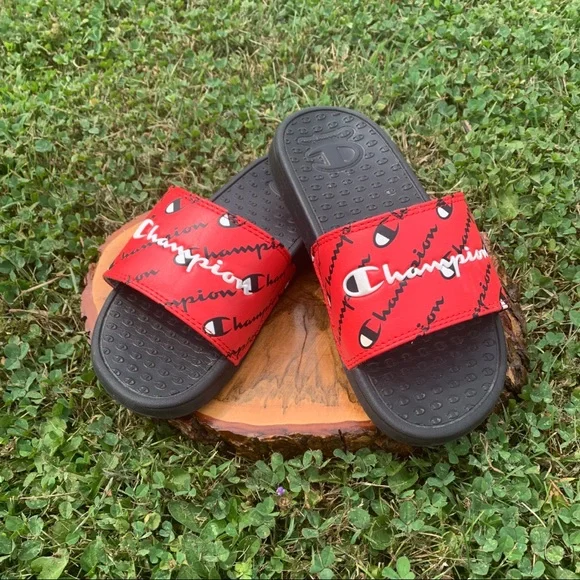 Champion Shoes Boys Champion Slides Size Youth Red And Black